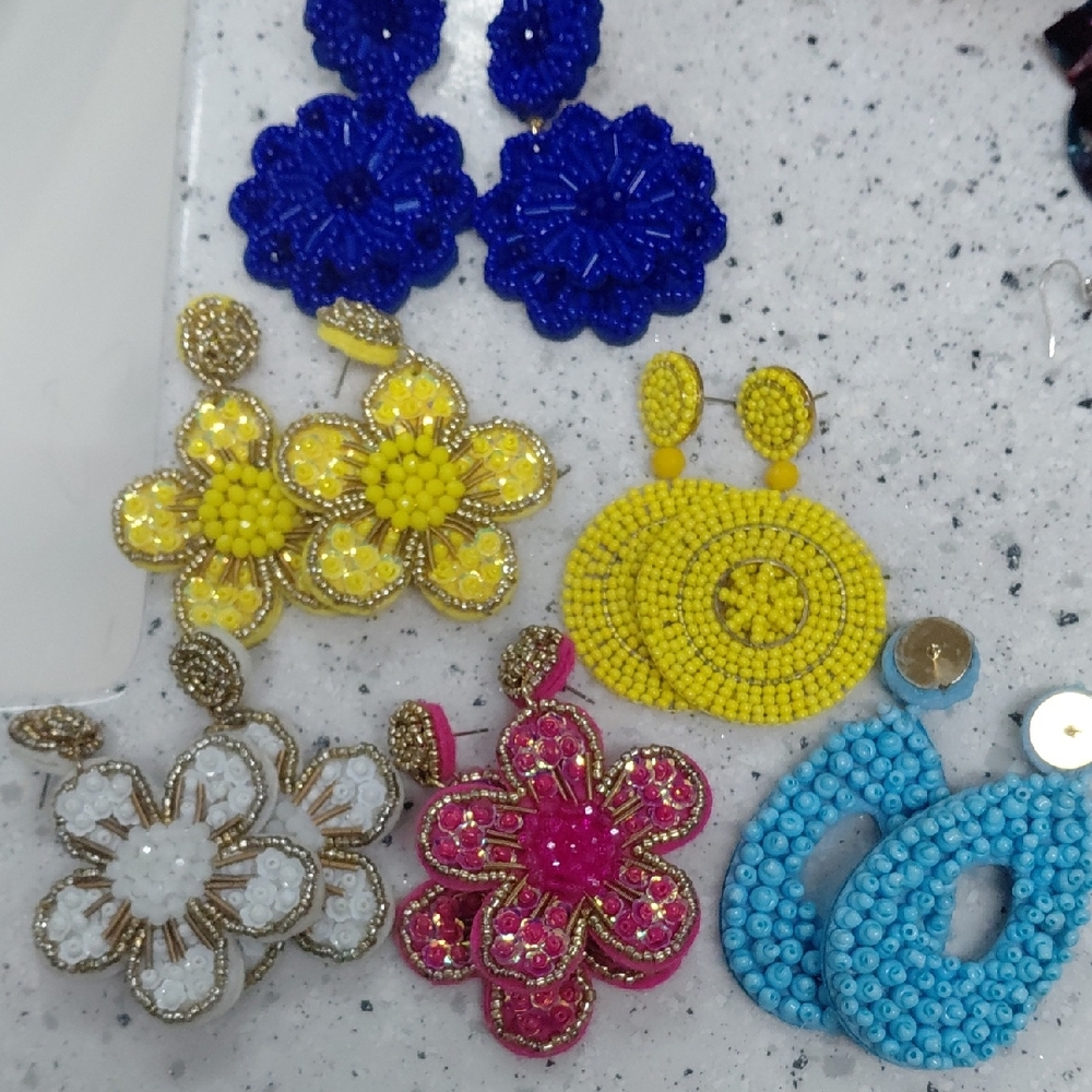 Colorful Beaded Earrings Bundle Of 6